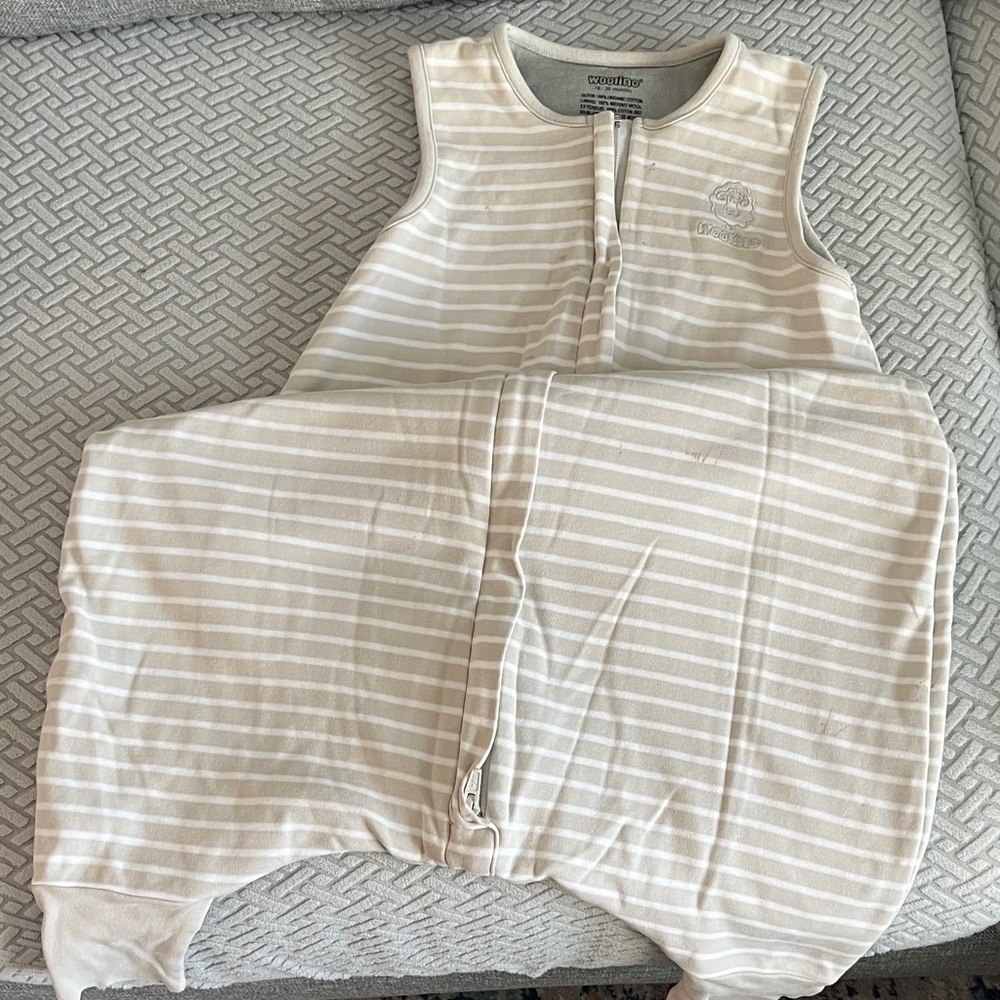 Woolino Striped Sleep Sack - Beige and White